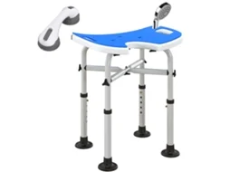 Banco de Banho Ajustável 39 51,5cm com Barra de Apoio e Ventosas Azul Escuro BTFORUS