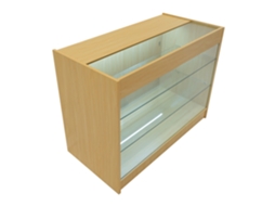Balcão Comercial LED K1200 MonsterShop MDF Maple, Vidro Temperado, 120x60x90 cm, 3 Prateleiras