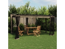 Vidaxl Gazebo Com Paredes De Malha 4x3 M Aço Cinzento-acastanhado