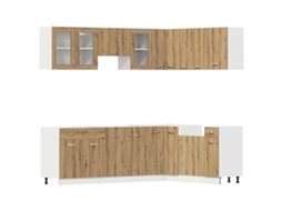 Conjunto de armários de cozinha com 11 peças em madeira Madeira Lyon Carvalho Artisiano MAISON EXCLUSIVE