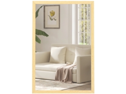 Espelho De Parede Retangular 60x40cm Moldura Madeira Natural Casa De Banho Sala Quarto