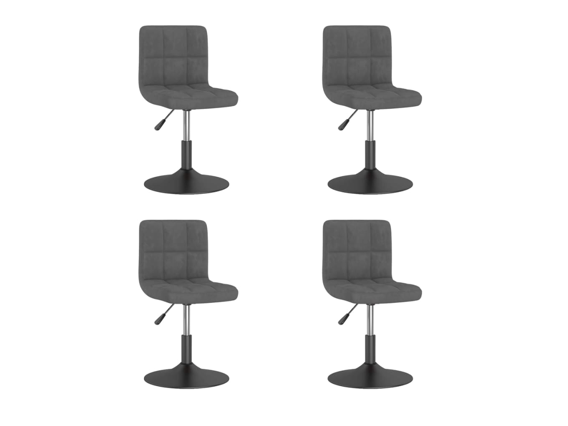 Vidaxl Cadeiras De Jantar Giratórias 4 Pcs Veludo Cinzento-escuro