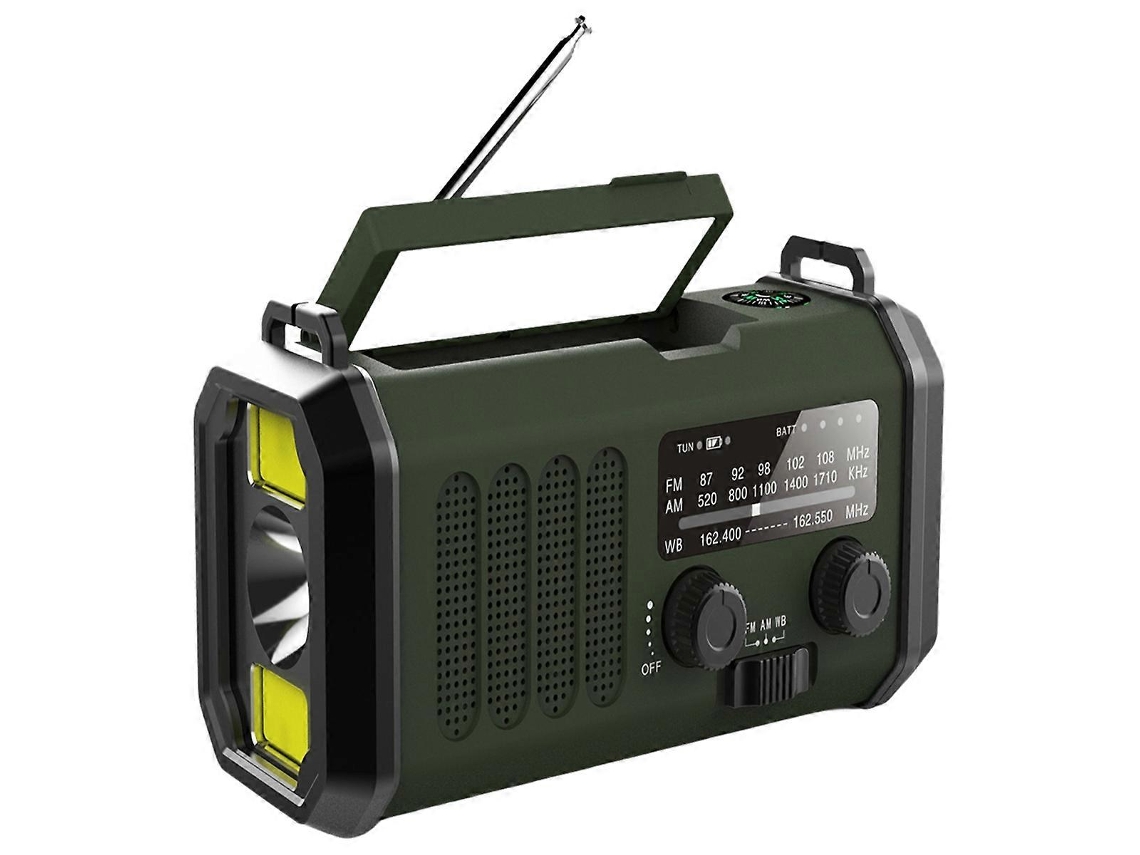 Rádio Multifuncional Externo Com Manivela, Emergência, Fm/am, Carregamento Solar, Iluminação, Lanterna Portátil, Banco De Energia Olysi Shop