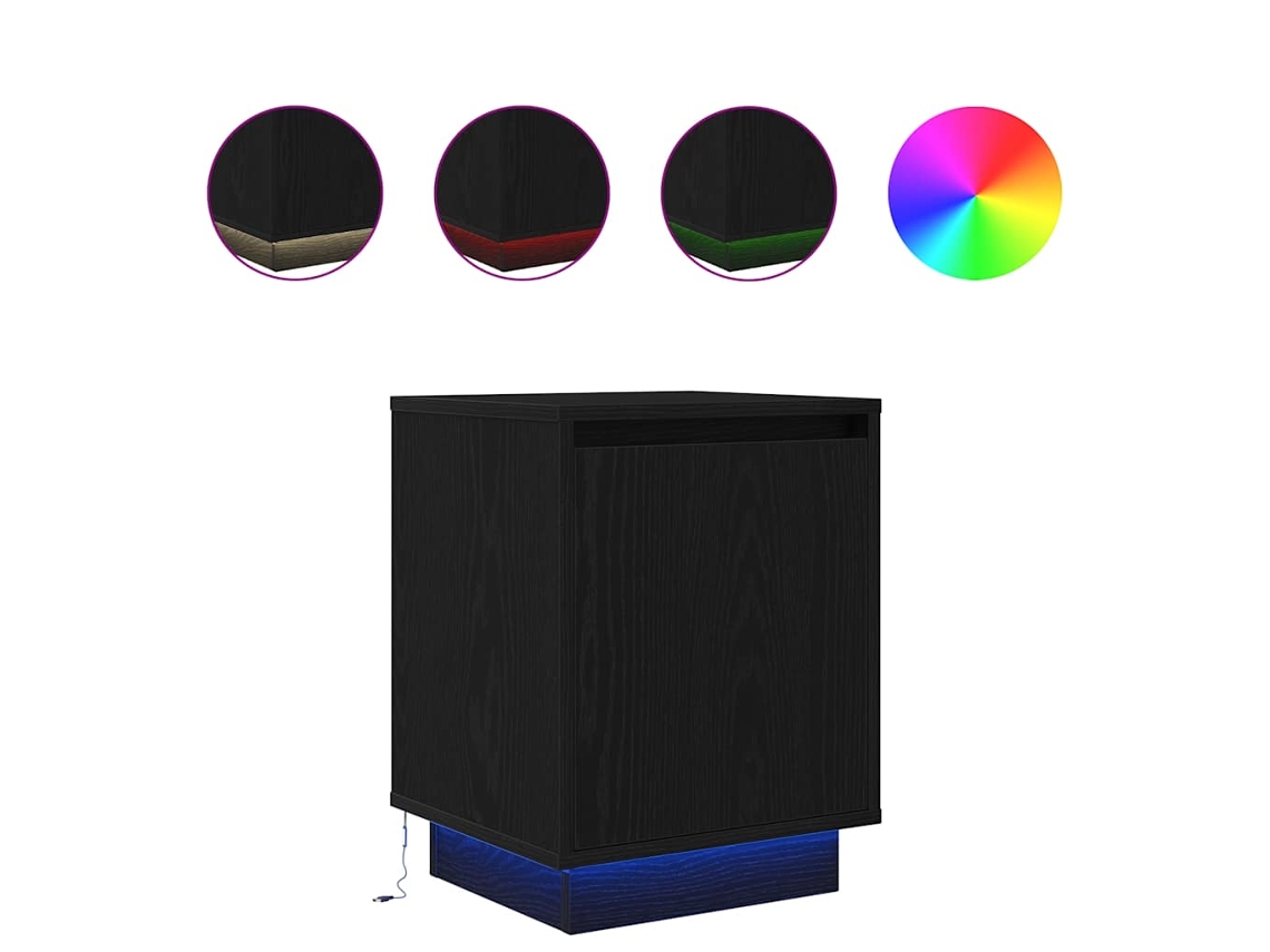 Bedside Cabinet, Bedside Cabinets Vidaxl Preto Madeira Processada (n/a)