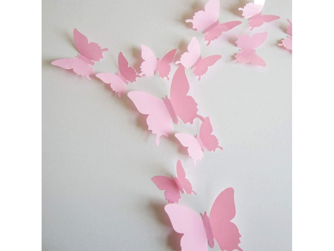 Adesivos De Parede Removíveis De Borboleta 3d Para Decoração De Casa E Quarto Slowmoose (rosa)