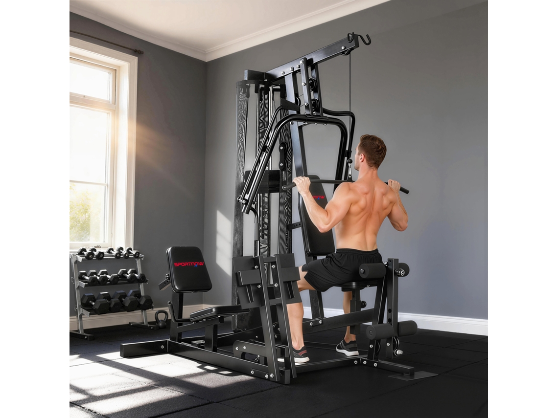 Kraftstation Fitnessstation Mit Latzug Butterflystange 65kg Gewichten Seil Bis Zu 120kg