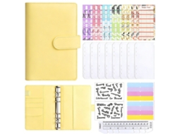 Macaron A6 Leather Budget Planner Notebook With Detachable Cover, 8-zipper Pouches, 12-cash Envelope Cards, Stickers