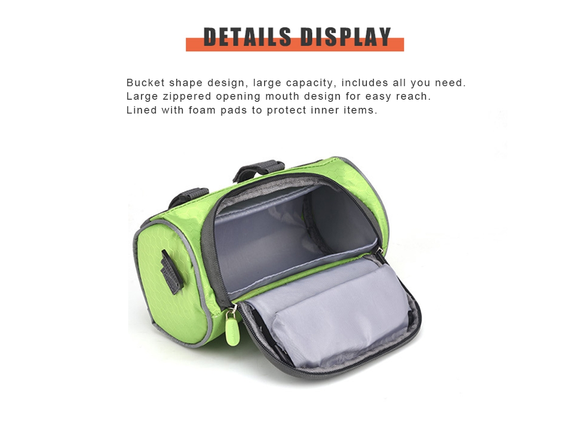 Bolsa para Guidão de Bicicleta com Tela Tática Impermeável Grande Capacidade S/MARCA