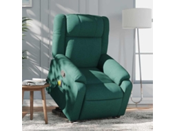 Vidaxl Poltrona Reclinável Elevatória De Massagens Tecido Verde-escuro