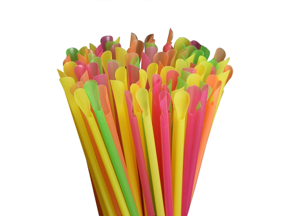 100 Colheres Palito De 8 Polegadas - Plástico Colorido Para Milkshakes E Sorvetes