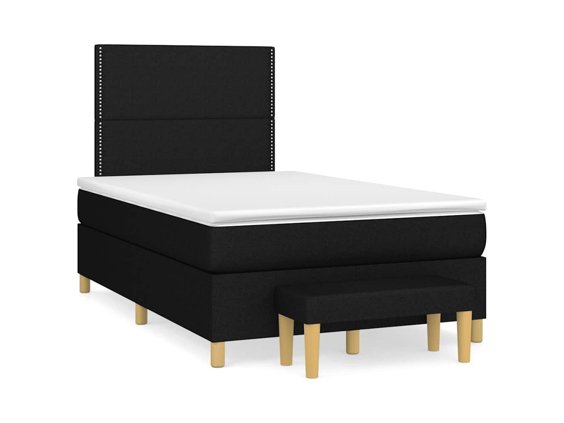 Vidaxl Cama Boxspring Com Colchão 120x190 Cm Tecido Preto