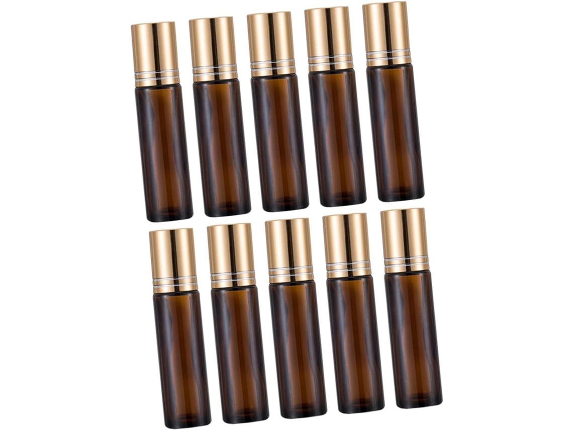 De 10 Frascos Roll-on De Vidro Âmbar Recarregáveis De 10ml Para Óleos Essenciais Portáteis.