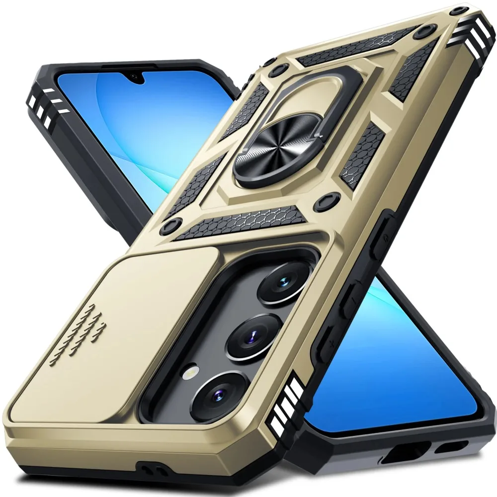 (dourado, Galaxy A55) Capa Protetora Resistente Para Samsung, Com Tampa Deslizante Para A Câmera.