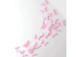 Lurelia Adesivo 3d Borboleta Natal Infantil Pvc Removível Rosa 24 Peças Quarto Jardim