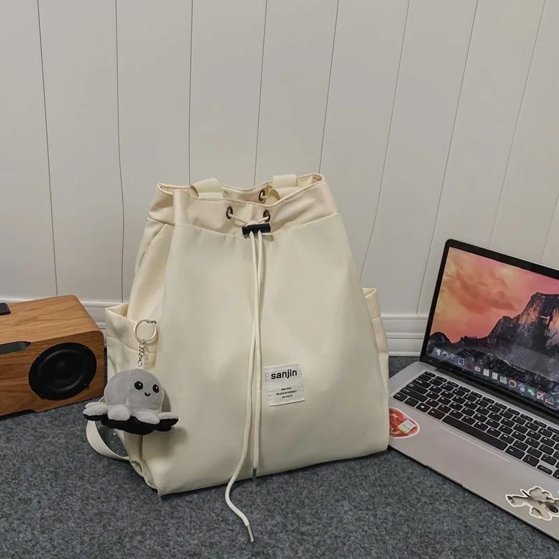 (2309-bege) Mochila Feminina Moderna, Bolsa Multifuncional, Mochila De Viagem Impermeável Em Nylon