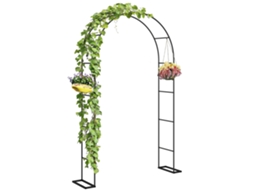 Arco de Jardim com 2 bases, trepadeiras, rosas, videiras, 145x39x237cm, preto BTFORUS