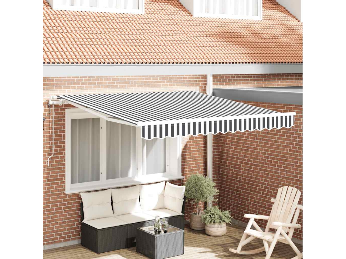 Vidaxl Toldo Retrátil Automático 300x250 Cm Antracite E Branco