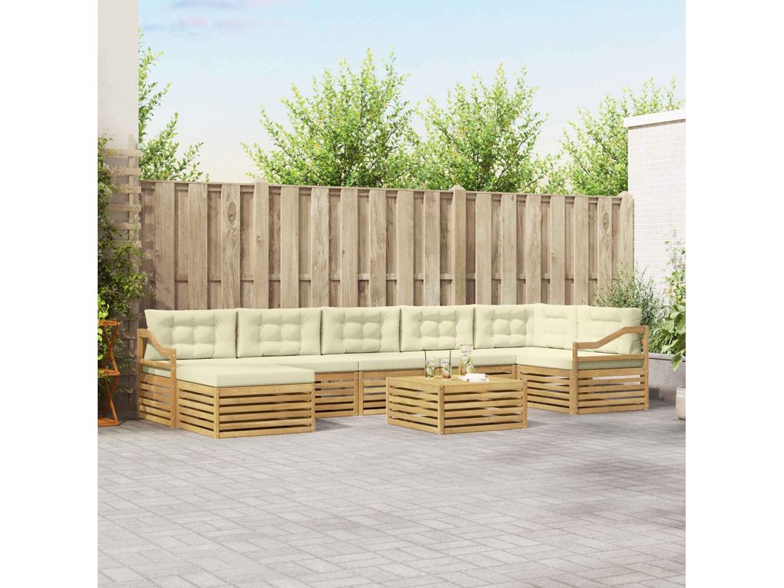 Vidaxl Conjunto De Sofás Para Exterior 8 Unid. Branco E Creme
