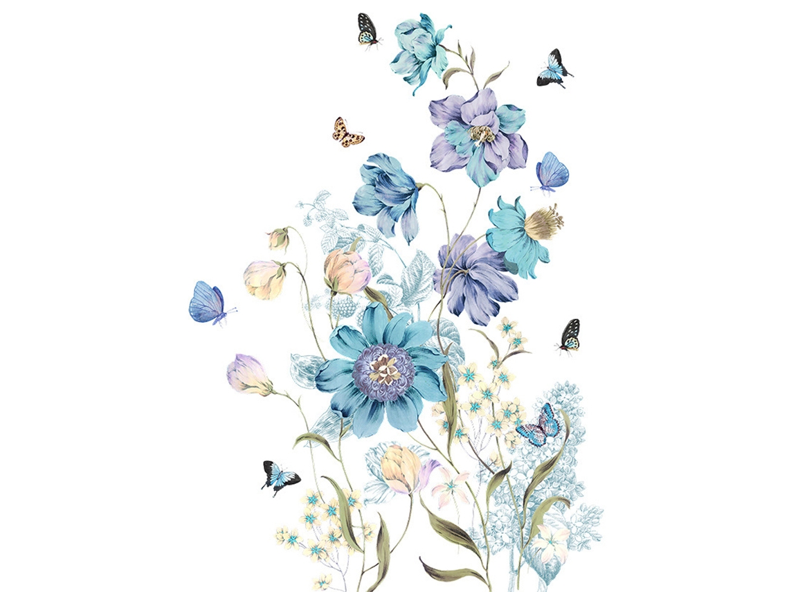 Adesivo Flor e Borboleta Jardim Vintage para Quarto e Sala NEVEANCE