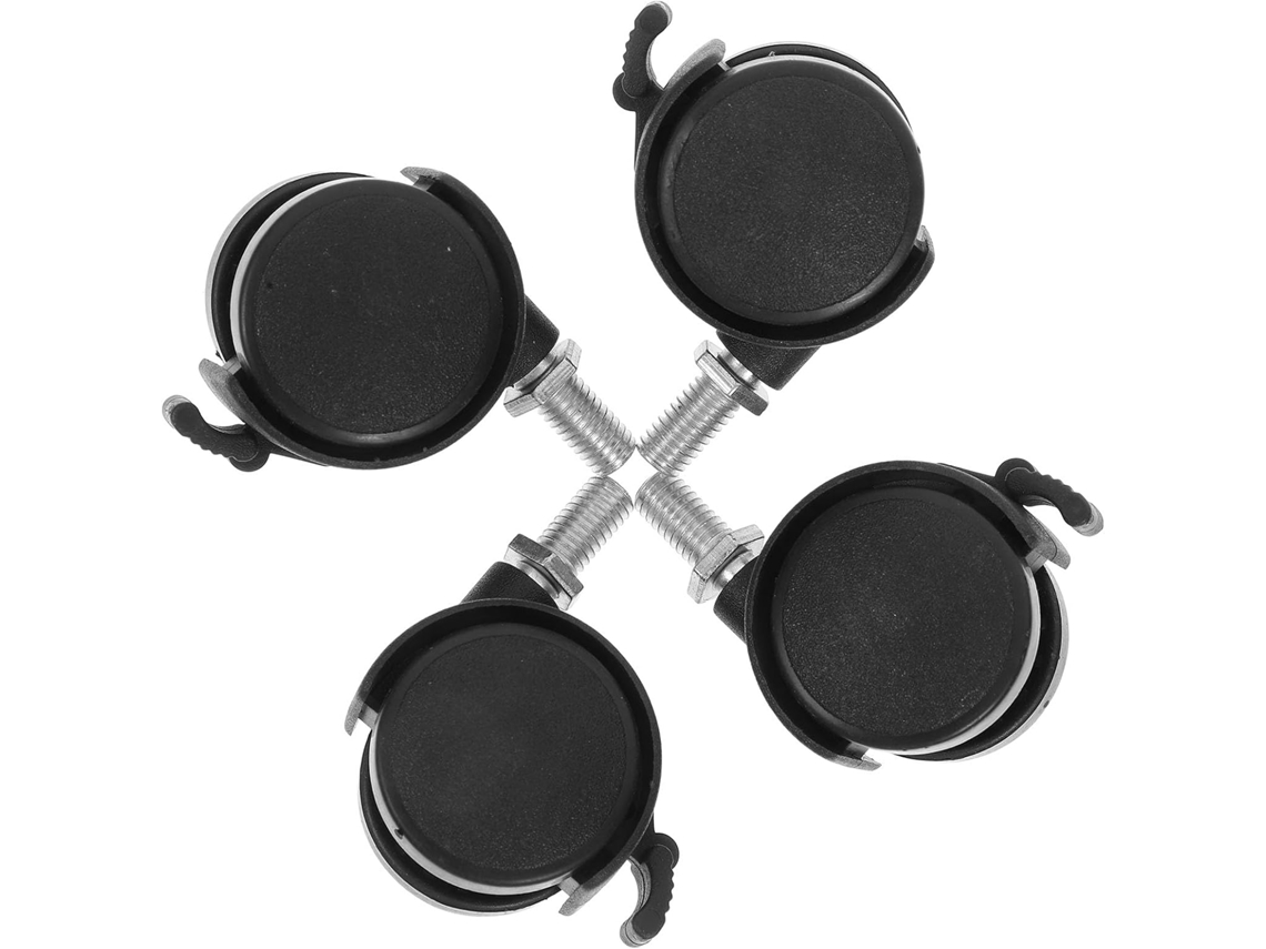 Conjunto De 4 Rodas Nylon E Metal Com Freio Para Vasos Flores, Pretas