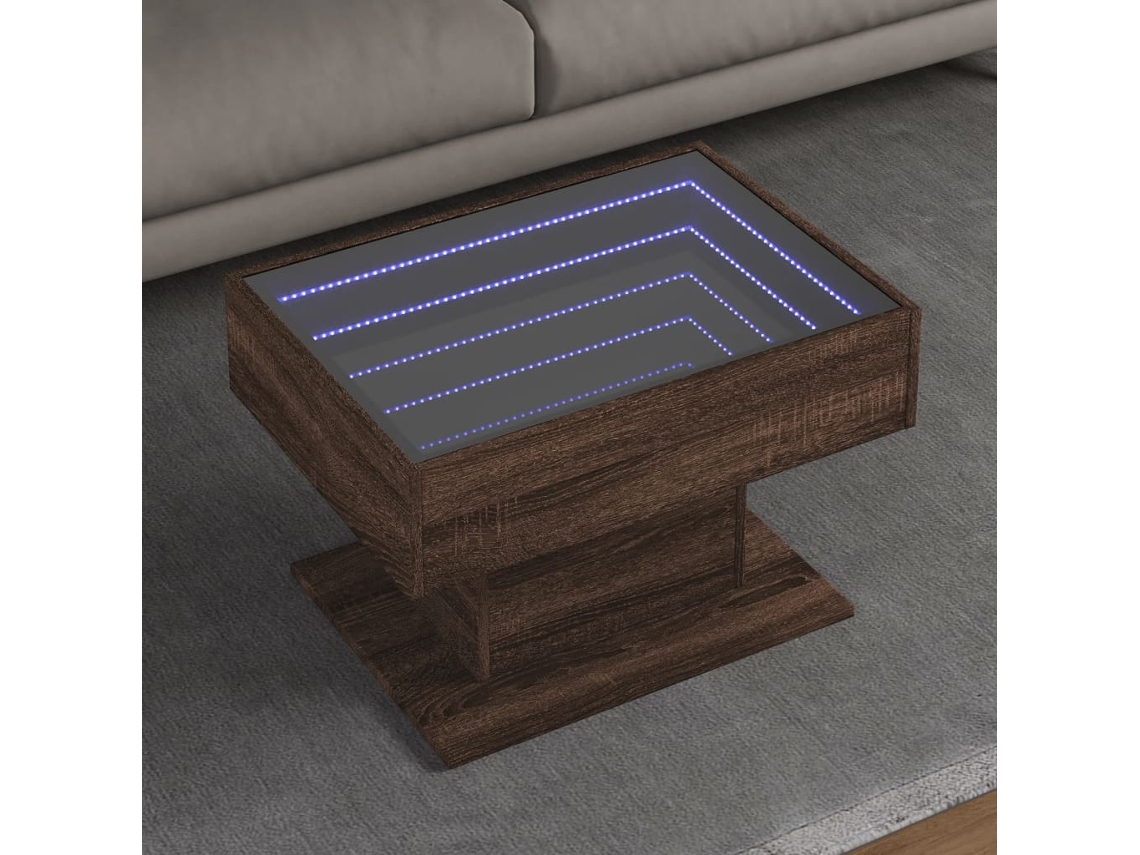 Vidaxl Mesa De Centro C/ Leds 70x50x45 Cm Derivados De Madeira
