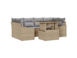 Conjunto 7 Móveis De Jardim Vidaxl Bege Vime Pe (100 X 55 X 73 Cm)