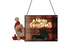 Laxiscreed Sinal De Natal Em Madeira Com Luz Led Para Idosos E Carros, Estilo Xadrez Vermelho