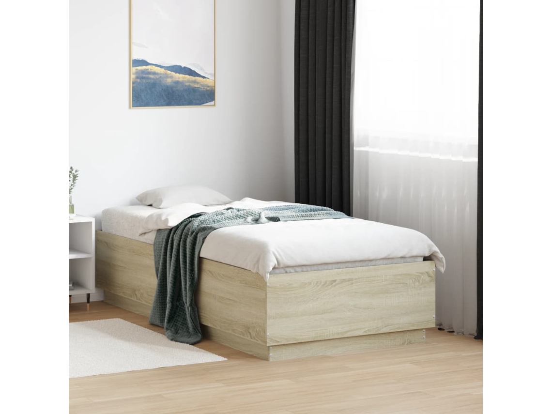 Vidaxl Estrutura De Cama 75x190cm Derivados De Madeira Carvalho Sonoma