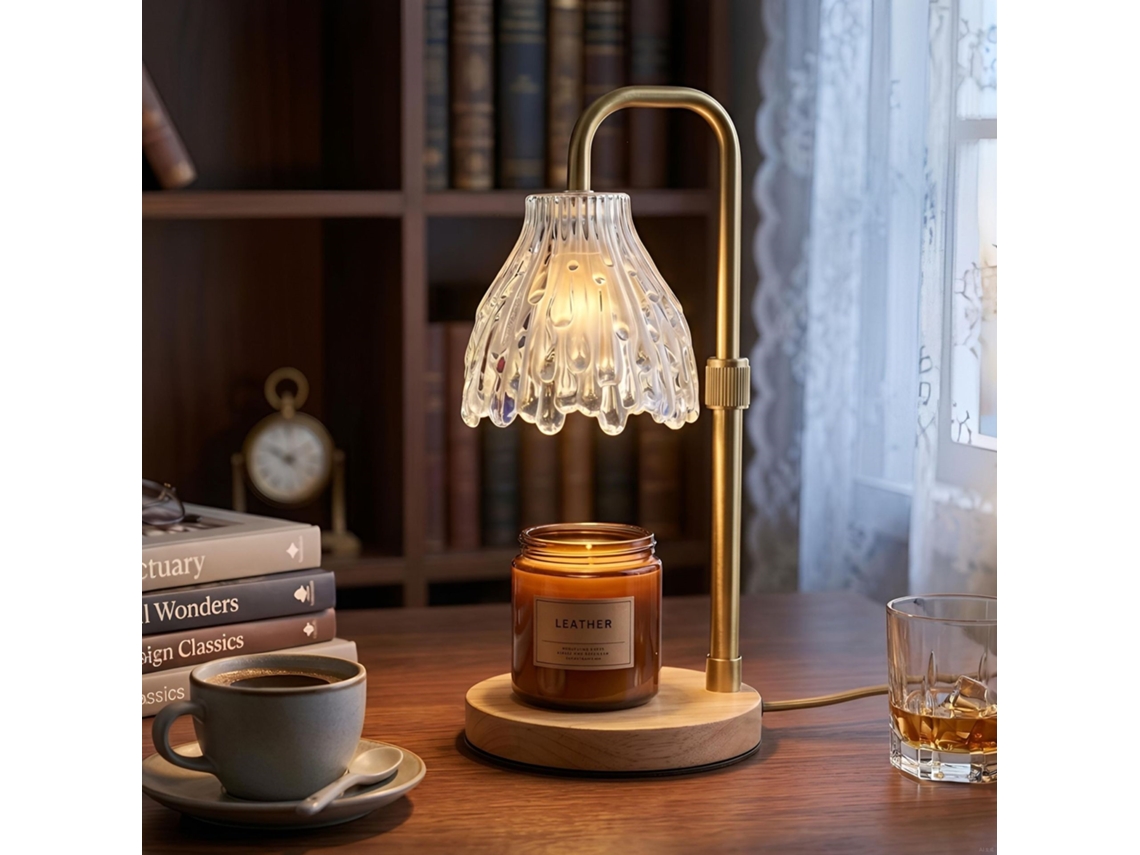 Laxiscreed Abajur Aroma Sem Chama Com Base De Madeira E Interruptor De Dimmer Para Quarto
