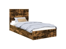 Cama com Armazenamento Carvalho Defumado 100 X 200 Cm MAISON EXCLUSIVE