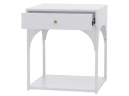 Mesa Chevet Com Tiroir E Compartimento Ouvert 50x43x41 Cm Em Acier Thermolaqué Blanc 04_0008872