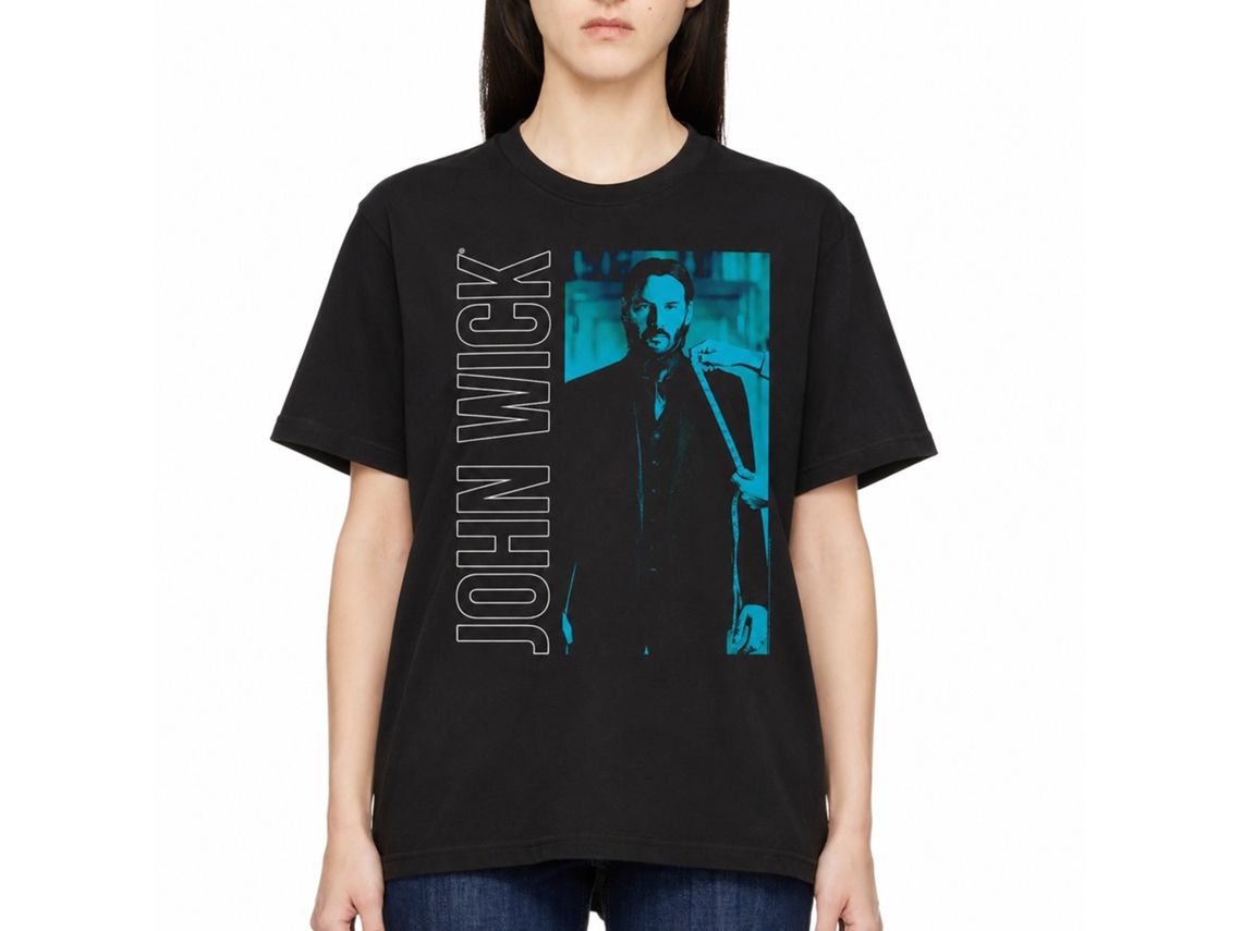 Rockinstone John Wick Vertical Text Rectangle 2 Black Adult T-shirt Size:m