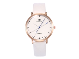 Reloj De Cuarzo Unisex Con Correa De Cuero Pu Casual Zhoulianfa Blanco