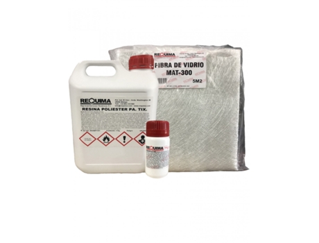 Kit Resina de Poliéster 5 kg + Catalizador 100 gr + Fibra de Vidro 5m2