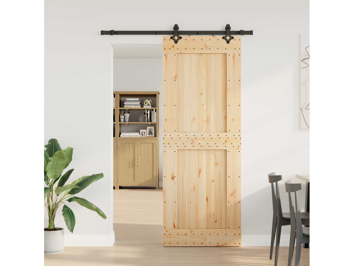 Vidaxl Porta Deslizante Narvik Natural E Preto 85 X 210 Cm (152,5 Cm)