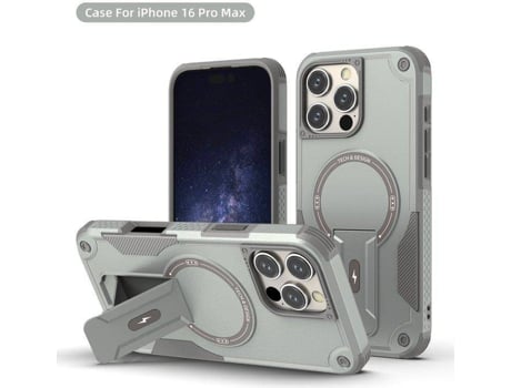 Capa Magsafe Iphone 16 Pro Max Com Suporte, Carregamento Sem Fio, Proteção Antichoque, Dupla Camada Pctpu E Cantos Reforçados