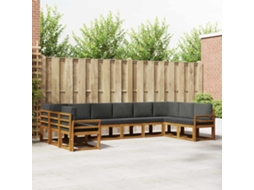 Vidaxl Conjunto De Sofás Para Exterior 10 Pcs Natural E Antracite