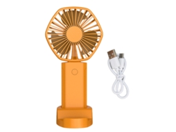 Ventilador Portátil Usb Recarregável 3 Velocidades Laranja