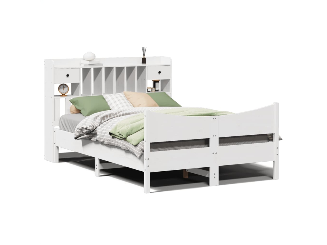 Cama Sem Colchão 150x200 cm Madeira de Pinho Maciça Branco MAISON EXCLUSIVE