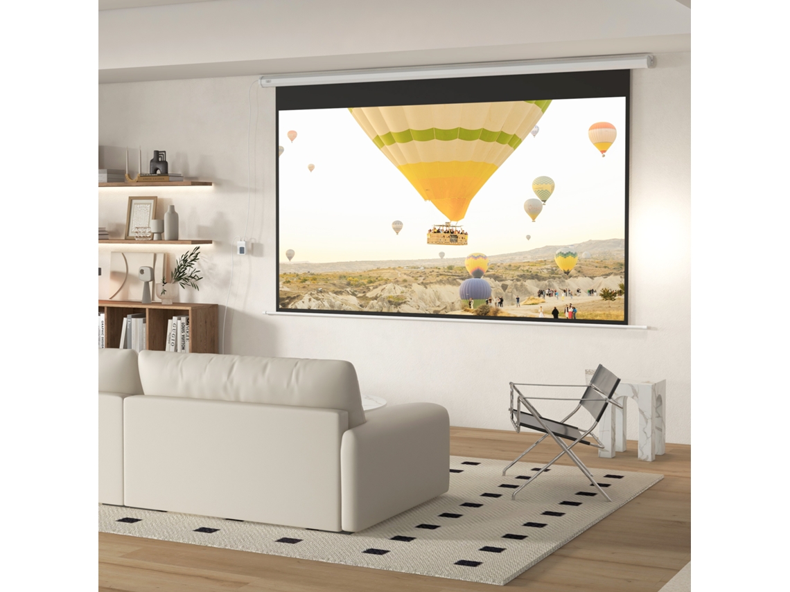 Projector Screen, 16:9 Format, Remote Control, 266 X 149 Cm (120 Inches), White