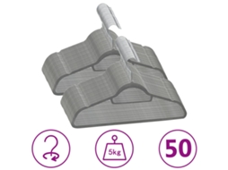Vidaxl 50 Pcs Conjunto De Cabides Antiderrapantes Veludo Cinzento