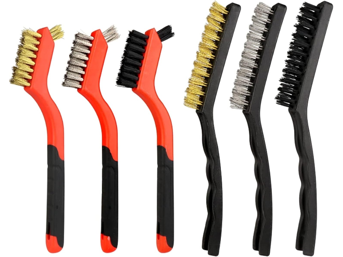 Conjunto De 6 Escovas Arame 7 E 9 Polegadas, Mini Limpeza Em Latão Aço Inoxidável, Para Ferrugem