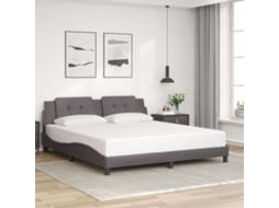 Estrutura Cama C/ Cabeceira 180x200cm Couro Artificial Cinzento