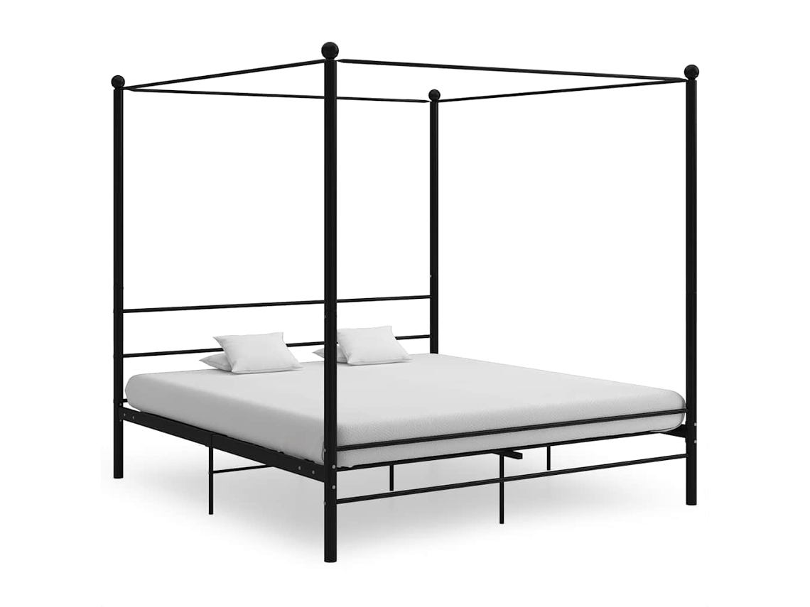 Vidaxl Estrutura De Cama Com Dossel 200x200 Cm Metal Preto