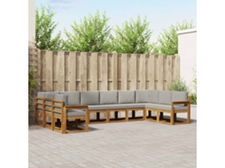 Vidaxl Conjunto De Sofás Para Exterior 10 Pcs Cinza Natural E Claro