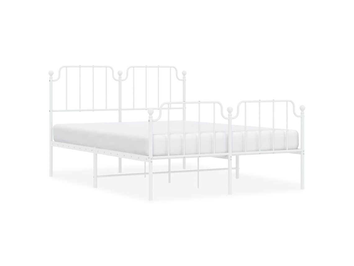 Bed Frame, Bed Frames Vidaxl Branco Aço (140 X 190 Cm)