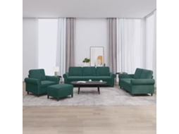 Vidaxl 4 Pcs Conjunto De Sofás Com Almofadões Veludo Verde-escuro