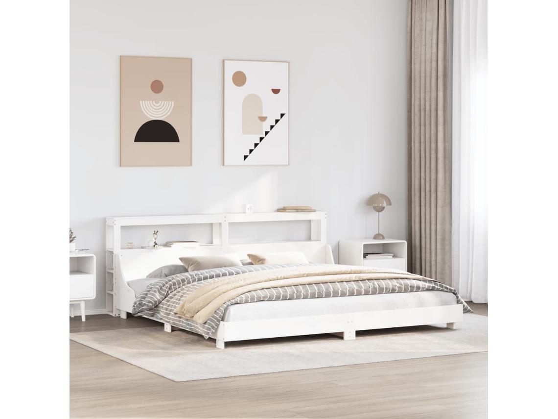 Vidaxl Cama Sem Colchão 180x200 Cm Madeira De Pinho Maciça Branco
