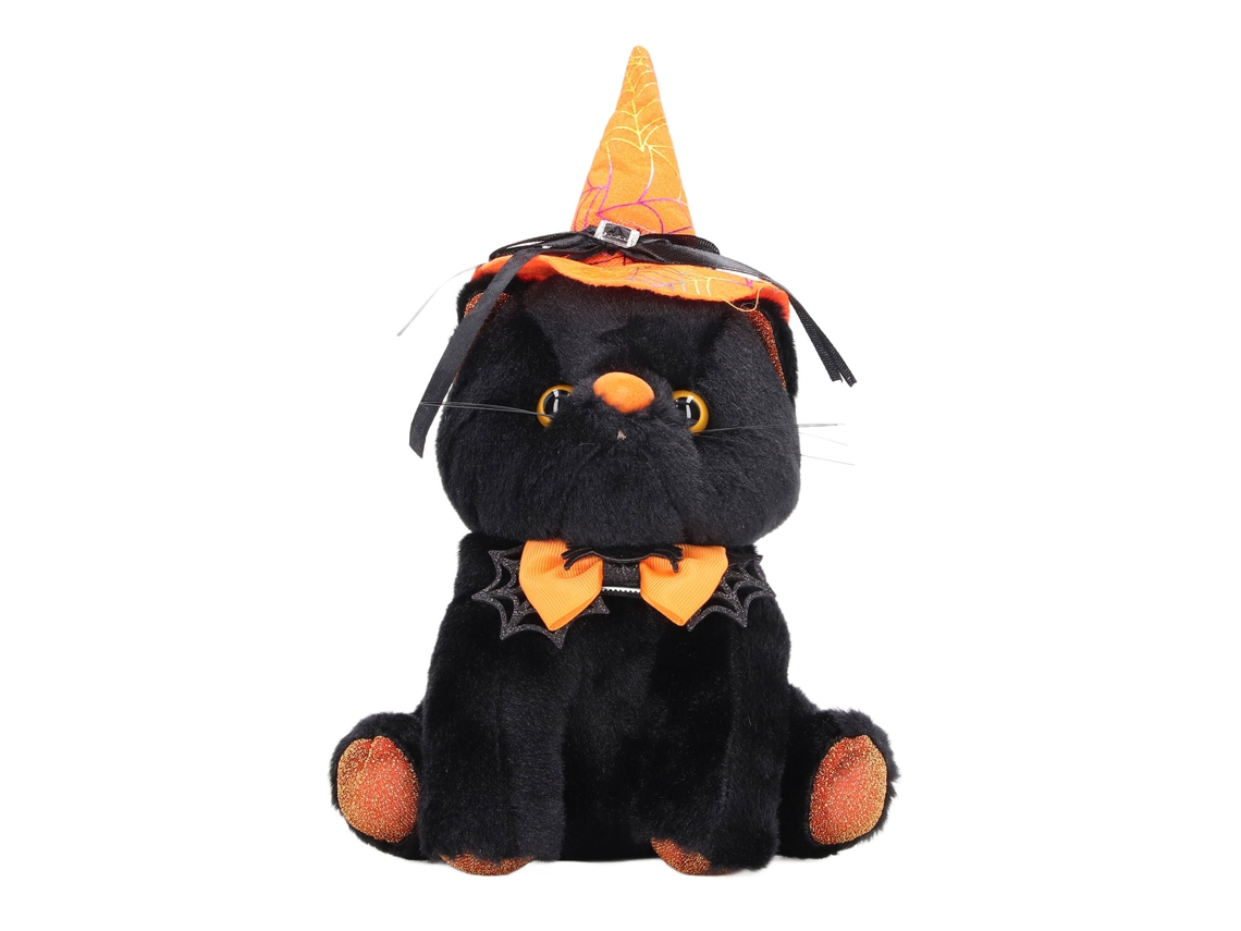 Ats muñeco de Gatso de Halloween Bonito Coleccionable Peluche Con Chapéu Decoração para Festa e Lar Gatso Preto e Chapéu Laranja