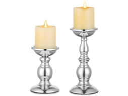 2 Porta velas de Metal, Porta velas de Natal Prateados para Sala de Estar e Jardim BRILVIBERA
